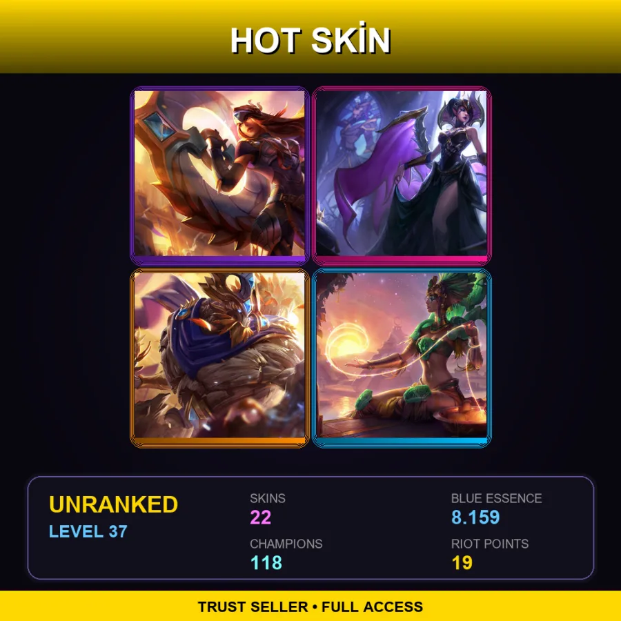 EUNE | Lv37 | Unranked | 22 Skin | 118 Champ — LoL account