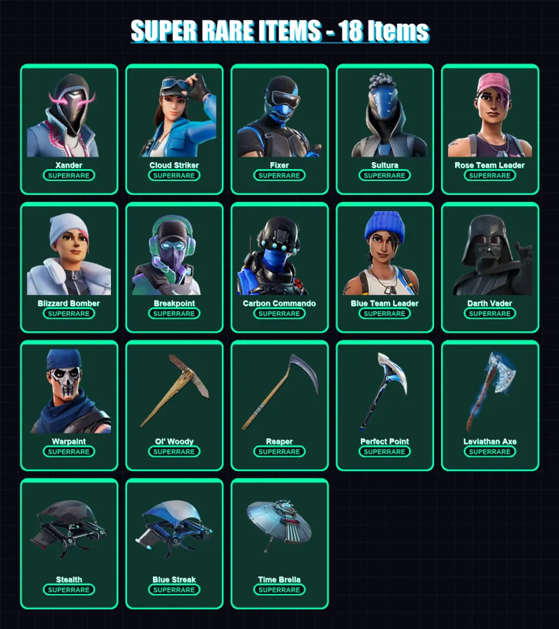 [PC/XBOX/PSN] | Xander | Cloud Striker | Fixer | Sultura | Rose Team Leader | 411 skin | 398 pickaxe | 322 emote | 277 glider | Lv5923