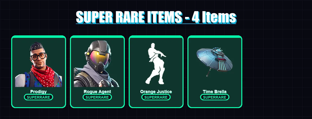 [PS4/PS5/XBOX/PC] | Prodigy | Rogue Agent | Fusion | Carbide | Rox | 55 skin | 74 pickaxe | 94 emote | 95 glider | Lv2405