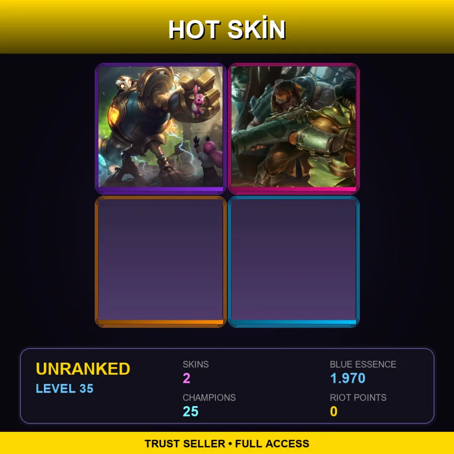 TR | Lv35 | Unranked | 2 Skin | 25 Champ — LoL account