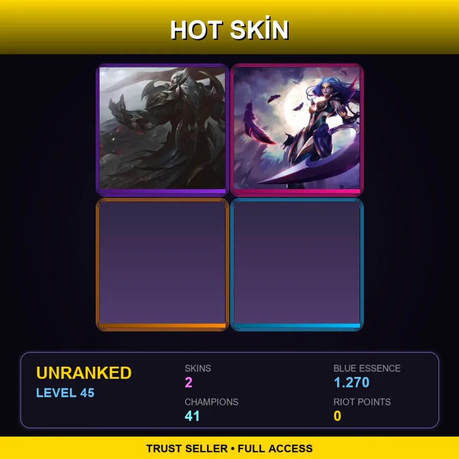 EUNE | Lv45 | Unranked | 2 Skin | 41 Champ — LoL account