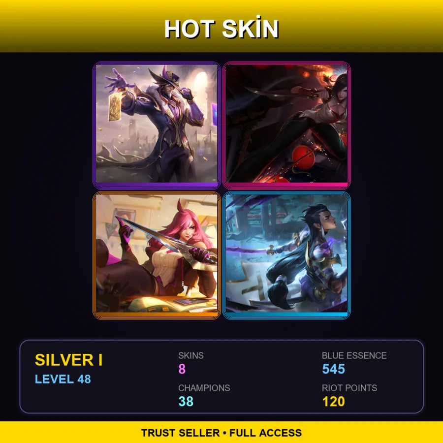 EUW | Lv48 | Silver I | 8 Skin | 38 Champ