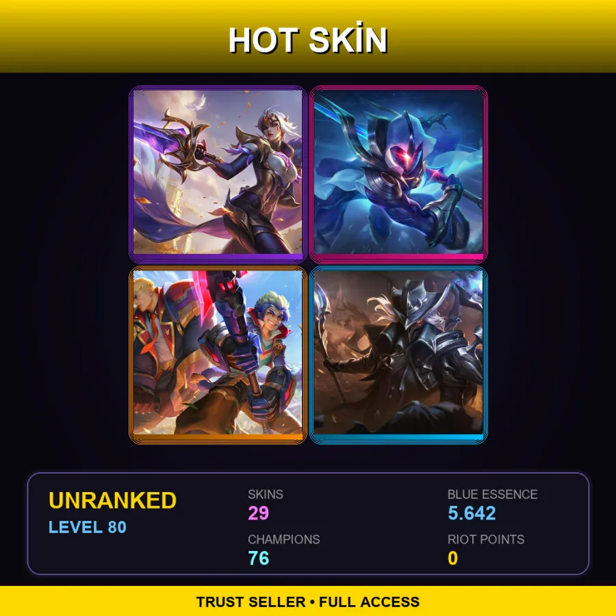 LAN | Lv80 | Unranked | 29 Skin | 76 Champ — Unranked / Smurf League of Legends