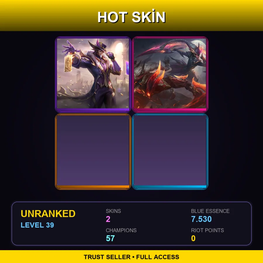 EUW | Lv39 | Unranked | 2 Skin | 57 Champ