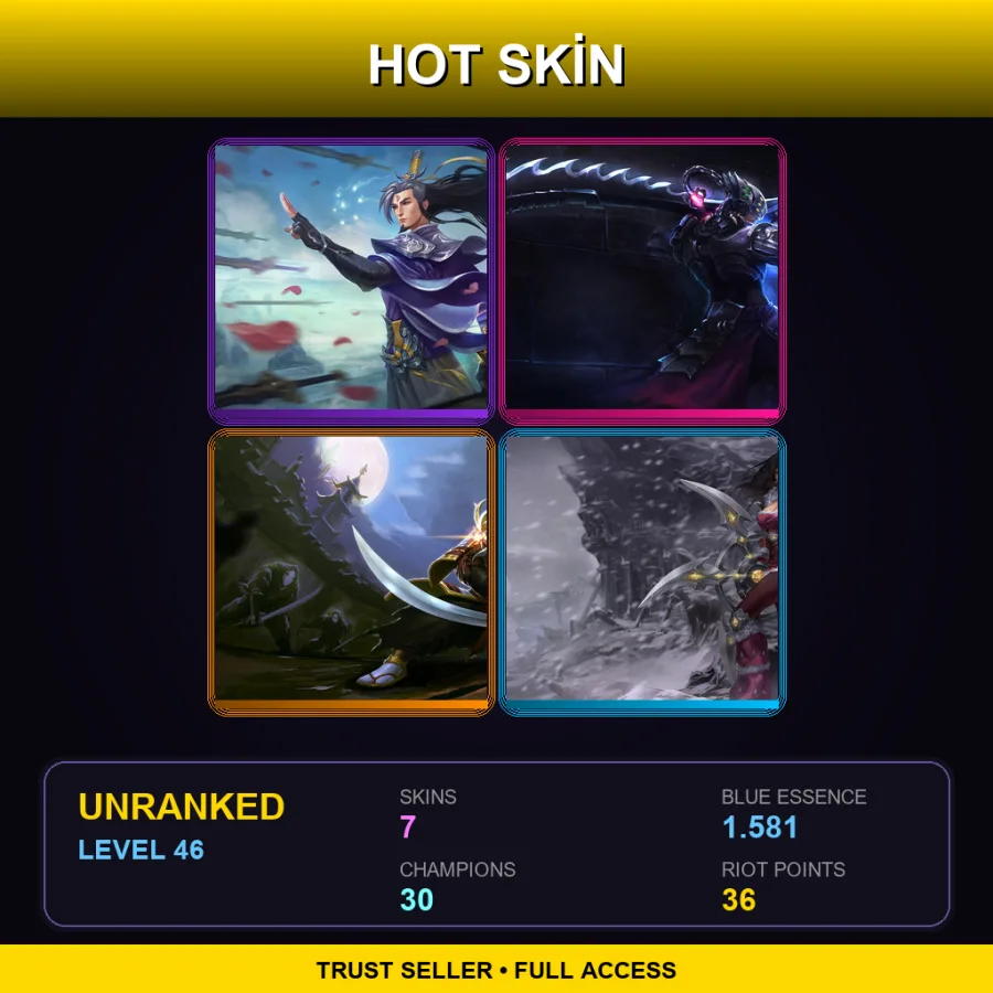 EUW | Lv46 | Unranked | 7 Skin | 30 Champ