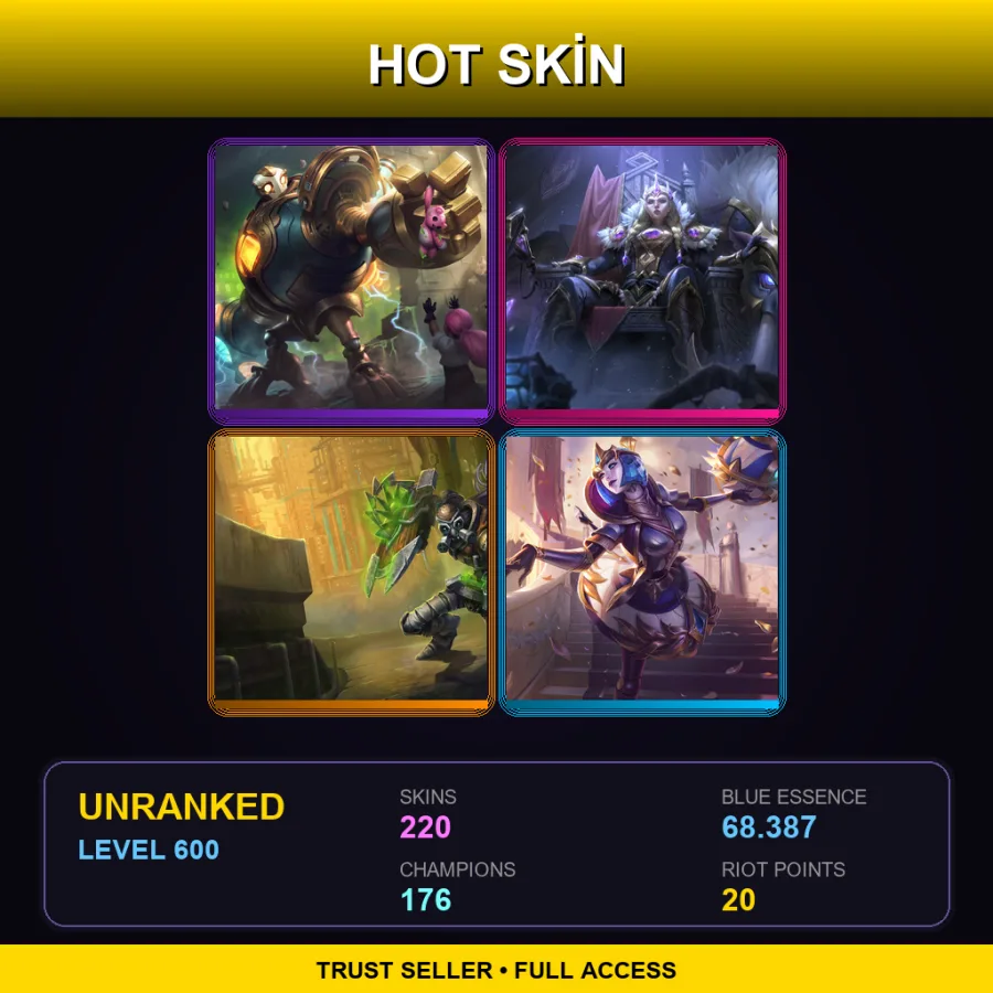 LAS | Lv600 | Unranked | 220 Skin | 176 Champ — LoL account