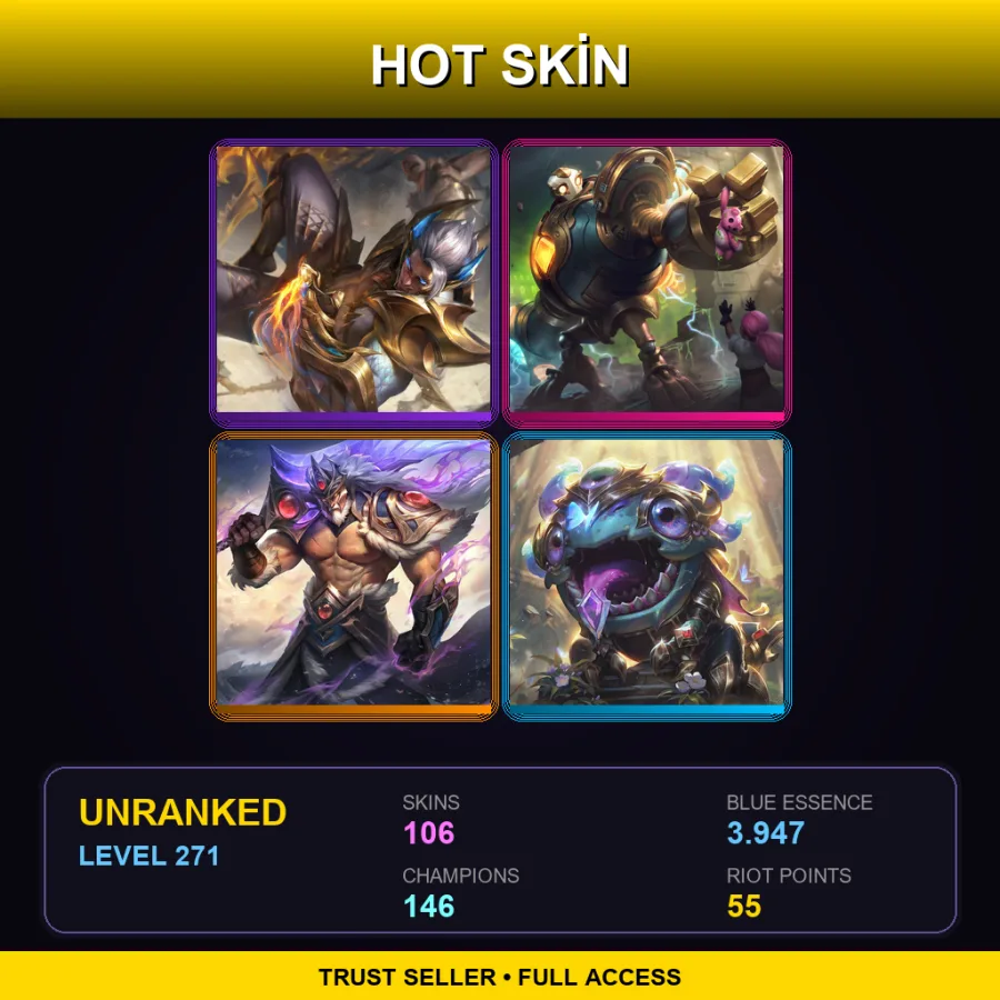 BR | Lv271 | Unranked | 106 Skin | 146 Champ — LoL account