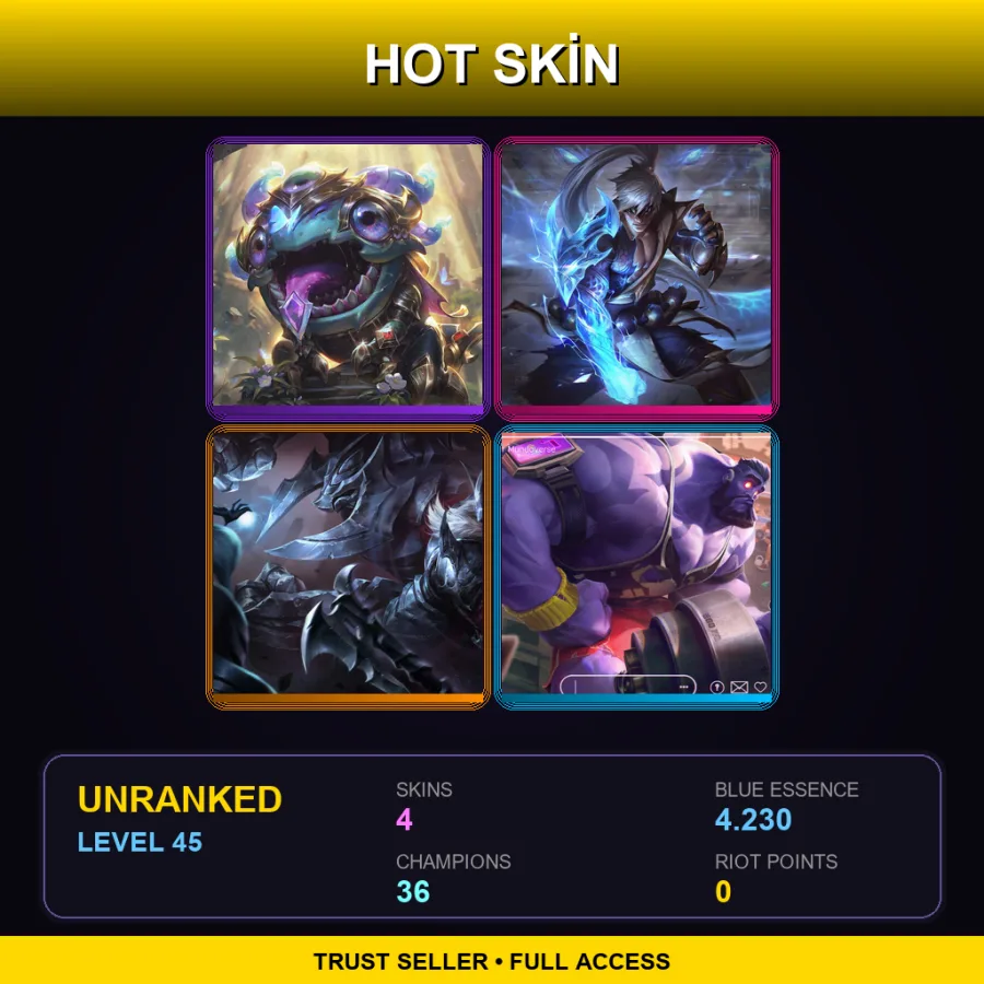 VN | Lv45 | Unranked | 4 Skin | 36 Champ