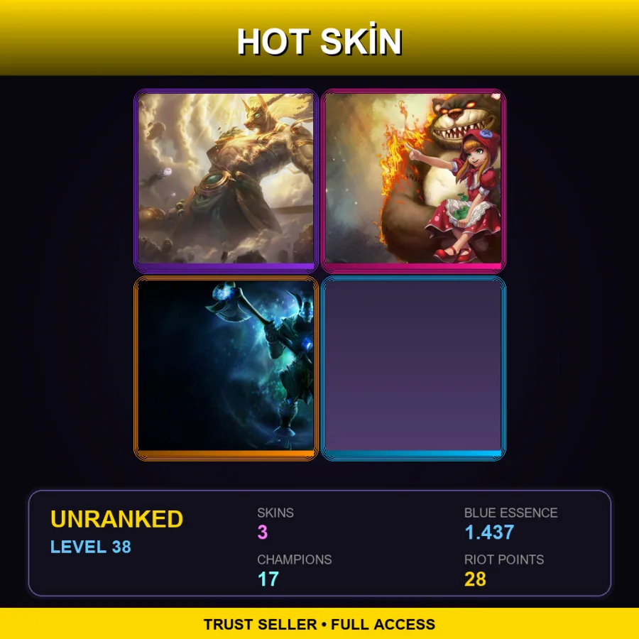 EUNE | Lv38 | Unranked | 3 Skin | 17 Champ
