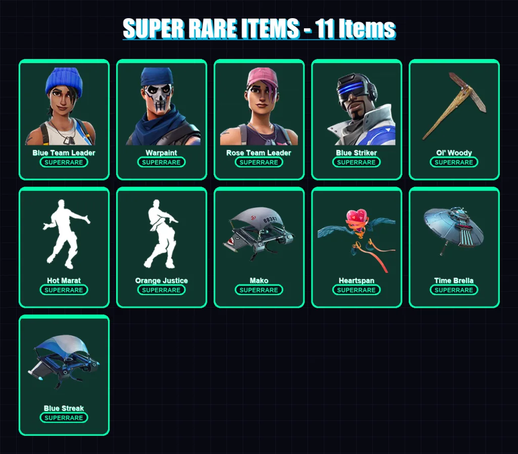 [PS4/PS5/XBOX/PC] | Blue Team Leader | Warpaint | Rose Team Leader | Blue Striker | The Visitor | 40 skin | 91 pickaxe | 54 emote | 70 glider | Lv10