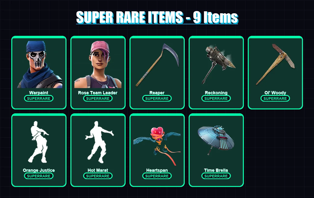 [PC/PSN] | Warpaint | Rose Team Leader | Hybrid | Zenith | Lynx | 60 skin | 58 pickaxe | 75 emote | 68 glider | Lv1285
