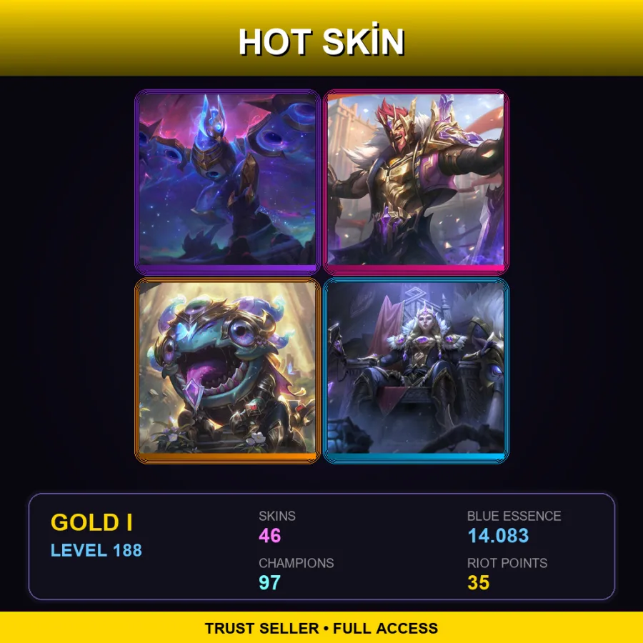 NA | Lv188 | Gold I | 46 Skin | 97 Champ