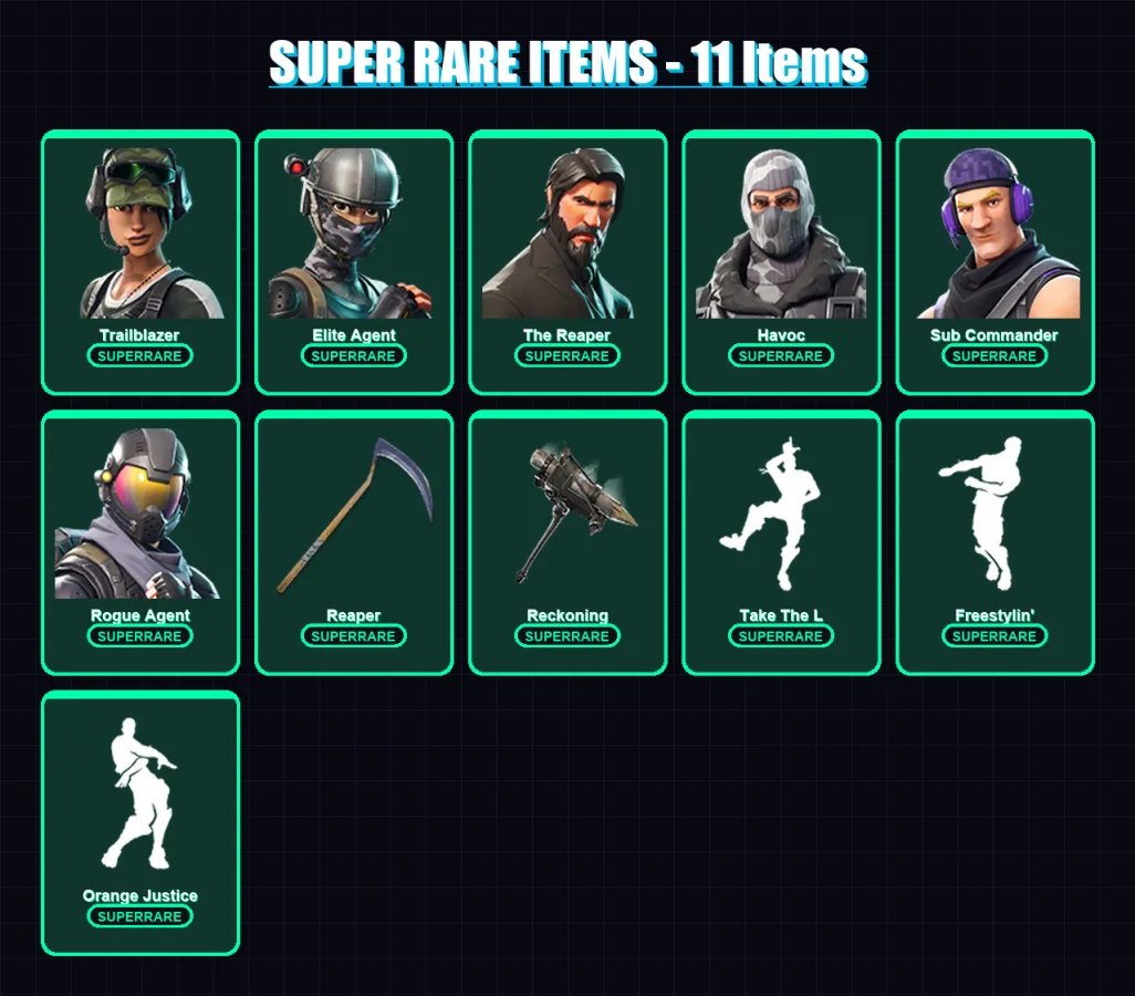 [PC/XBOX/PSN] | Trailblazer | Elite Agent | The Reaper | Havoc | Sub Commander | 24 skin | 22 pickaxe | 28 emote | 28 glider | Lv422 — Fortnite account