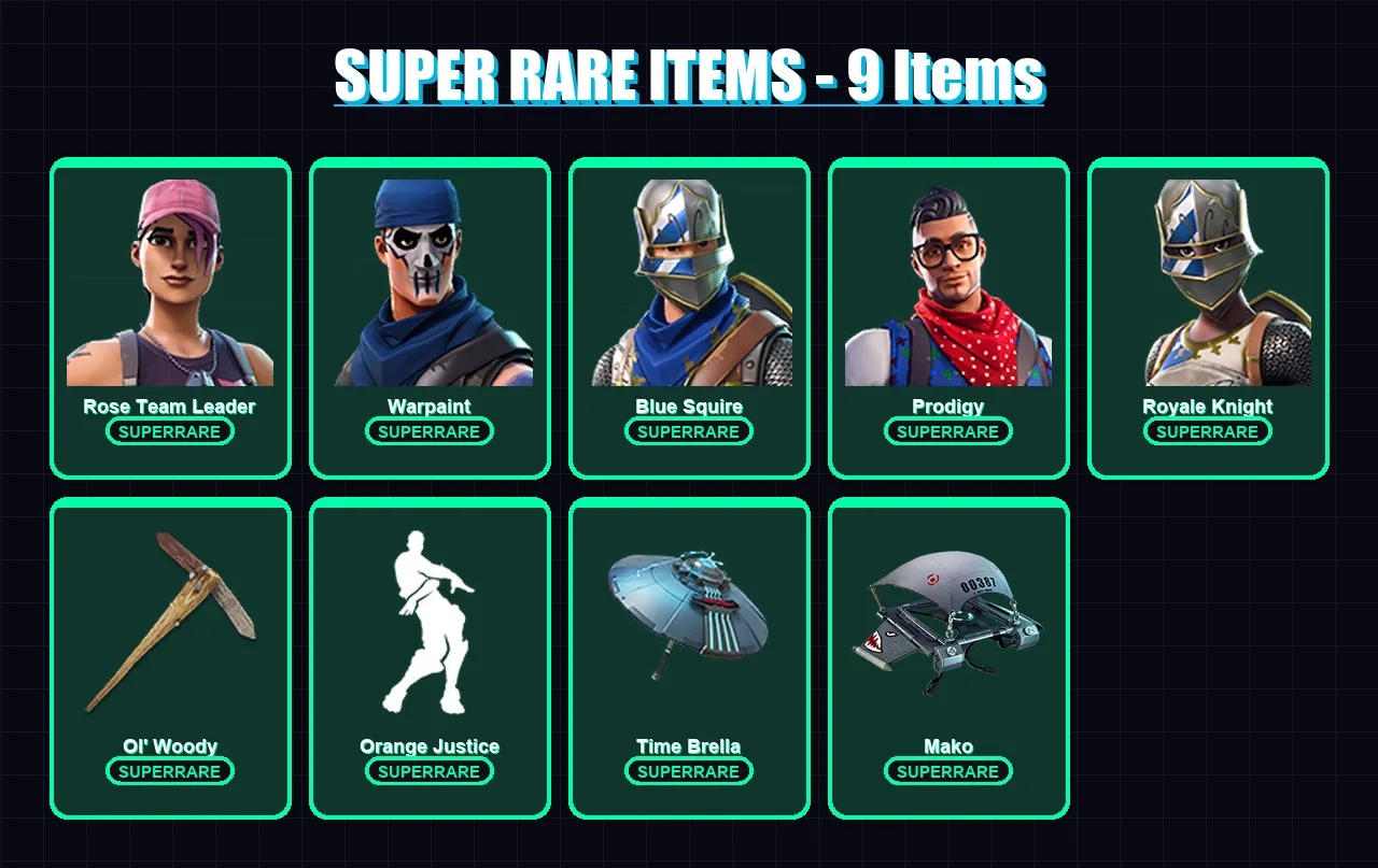 [PC/PSN] | Rose Team Leader | Warpaint | Blue Squire | Prodigy | Royale Knight | 129 skin | 115 pickaxe | 101 emote | 90 glider | Lv1100 — Fortnite account