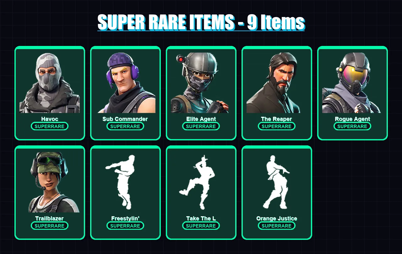[PS4/PS5/XBOX/PC] | Havoc | Sub Commander | Elite Agent | The Reaper | Rogue Agent | 23 skin | 16 pickaxe | 15 emote | 19 glider | Lv339