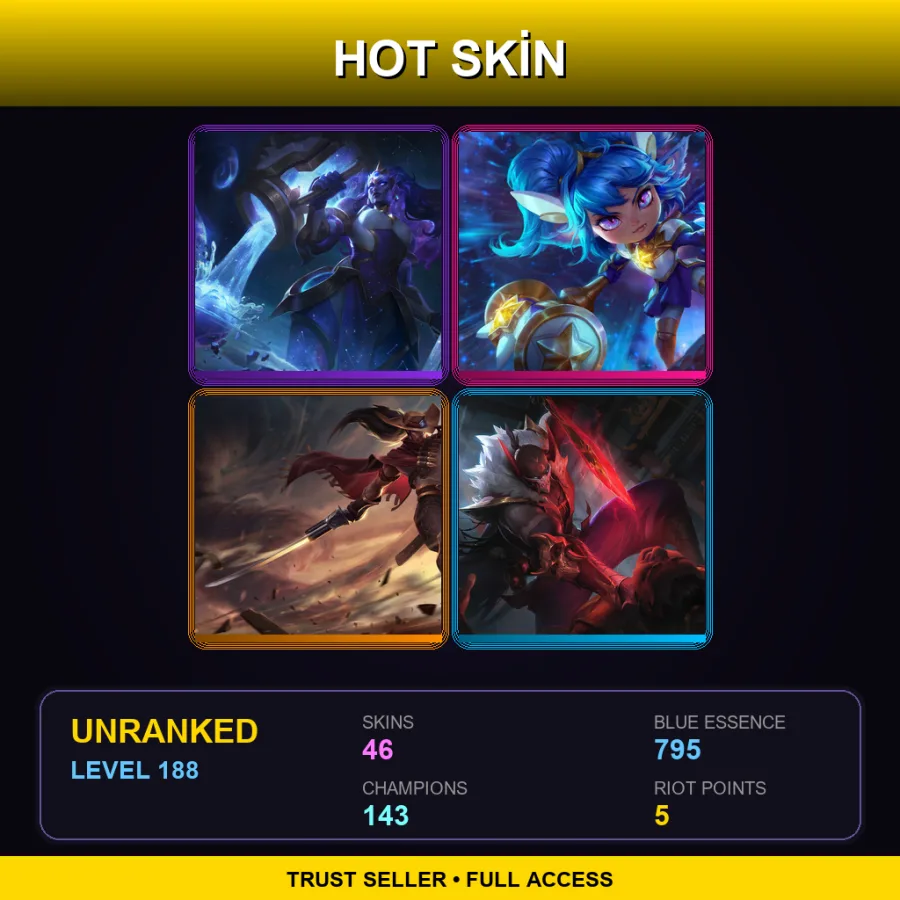 TR | Lv188 | Unranked | 46 Skin | 143 Champ — Dunkmaster Darius