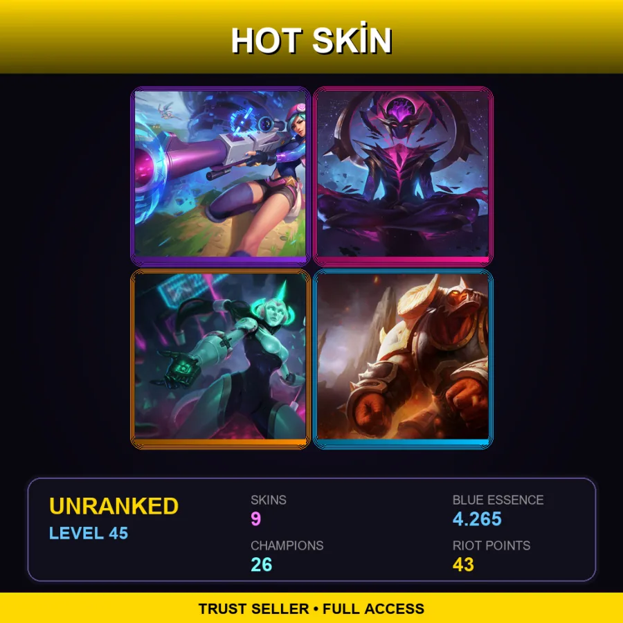 EUW | Lv45 | Unranked | 9 Skin | 26 Champ