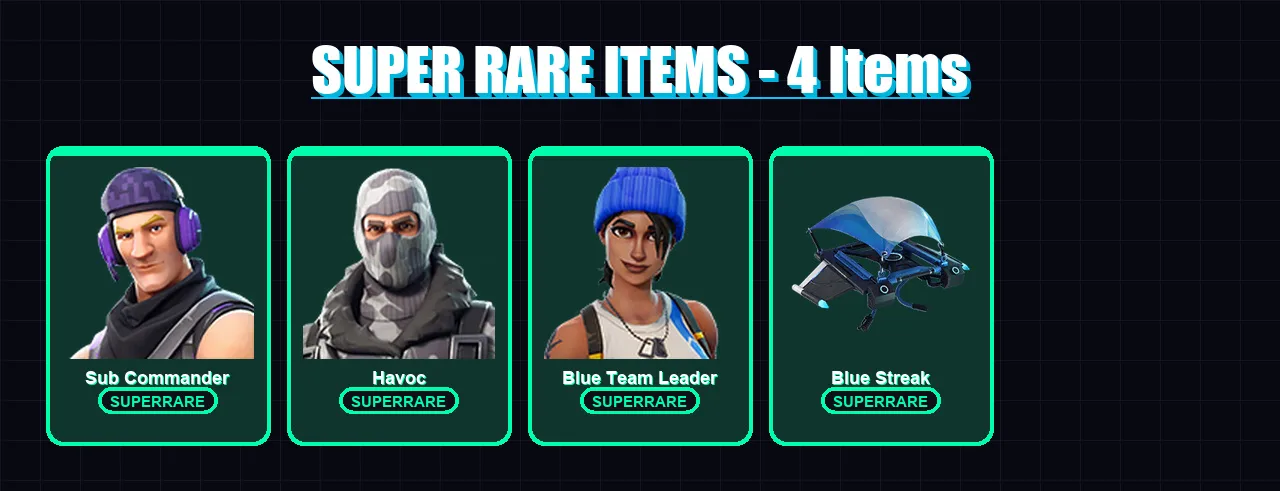 [PS4/PS5/XBOX/PC] | Sub Commander | Havoc | Blue Team Leader | Trailblazer Tai | Subzero Cryptic | 5 skin | 4 pickaxe | 4 emote | 6 glider | Lv68