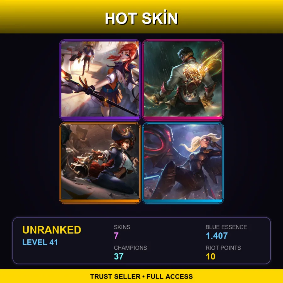 LAN | Lv41 | Unranked | 7 Skin | 37 Champ — LoL account