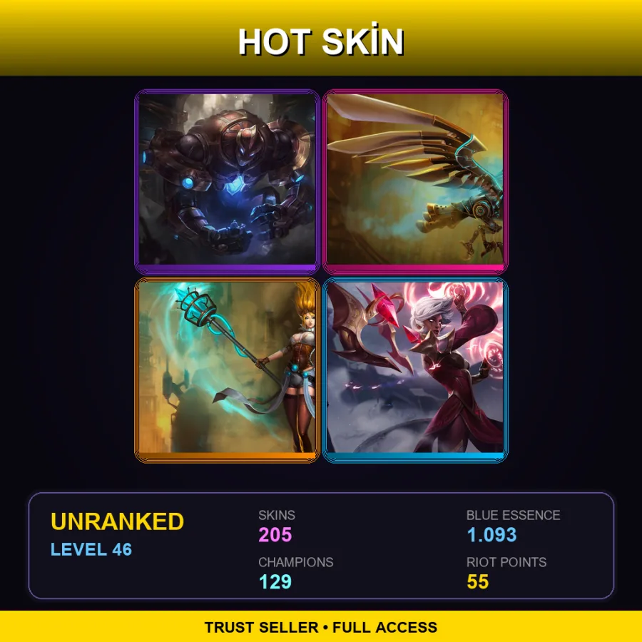 EUNE | Lv46 | Unranked | 205 Skin | 129 Champ — LoL account