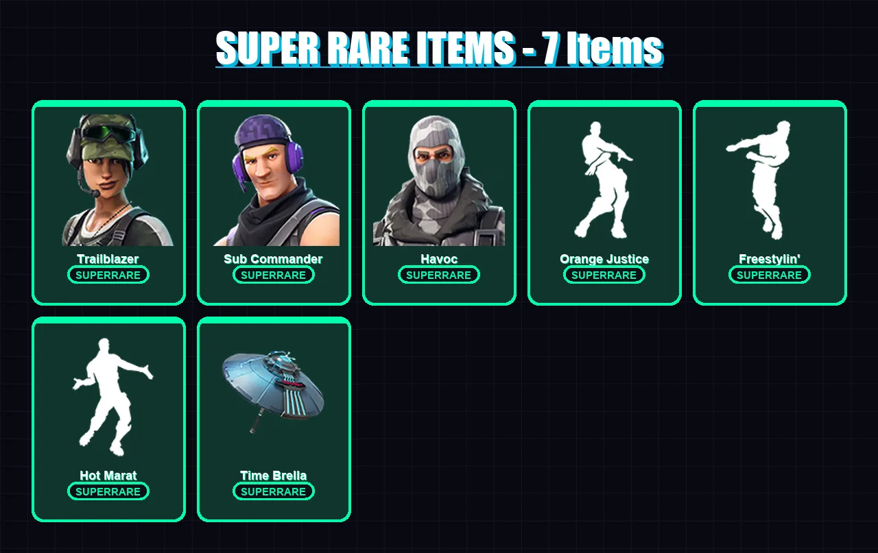 [PC/XBOX/PSN] | Trailblazer | Sub Commander | Havoc | Ruin | Blackheart | 34 skin | 54 pickaxe | 45 emote | 63 glider | Lv917