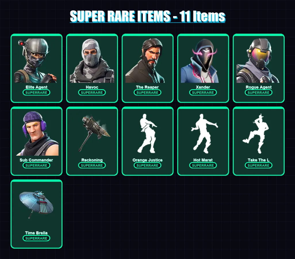 [PS4/PS5/PC] | Elite Agent | Havoc | The Reaper | Xander | Rogue Agent | 70 skin | 81 pickaxe | 90 emote | 88 glider | Lv1375