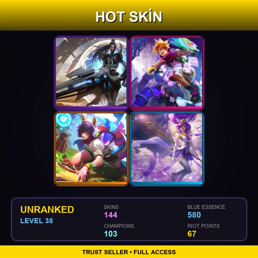 EUNE | Lv38 | Unranked | 144 Skin | 103 Champ