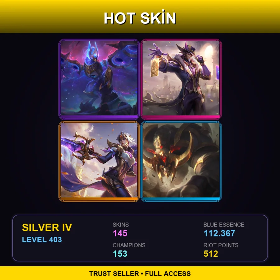 NA | Cosmic Flight Anivia | Victorious Twisted Fate | Victorious Fiora | Conqueror Alistar | 145 Skin | 153 Champ | Silver IV | Lv403