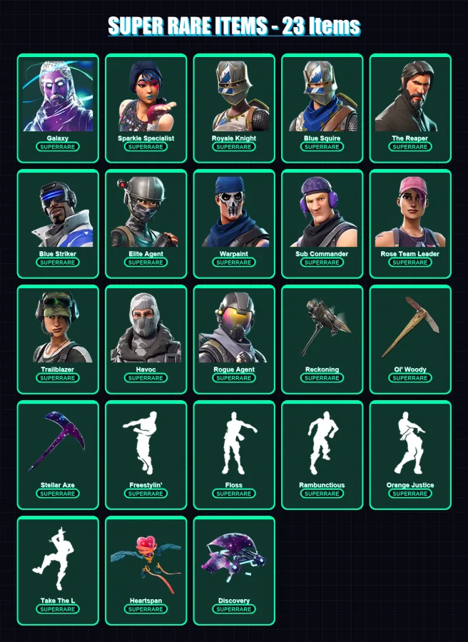 [PC/XBOX] | Galaxy | Sparkle Specialist | Royale Knight | Blue Squire | The Reaper | 47 skin | 31 pickaxe | 55 emote | 33 glider | Lv340 — Fortnite account