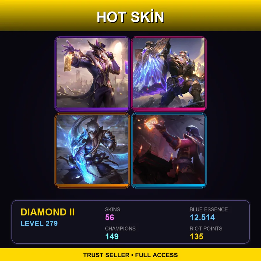 LAS | Lv279 | Diamond II | 56 Skin | 149 Champ — LoL account
