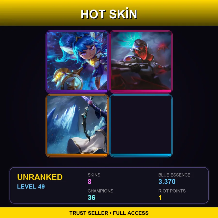 EUW | Lv49 | Unranked | 8 Skin | 36 Champ