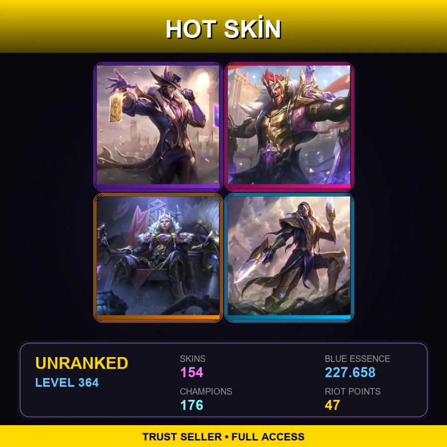VN | Lv364 | Unranked | 154 Skin | 176 Champ — LoL account