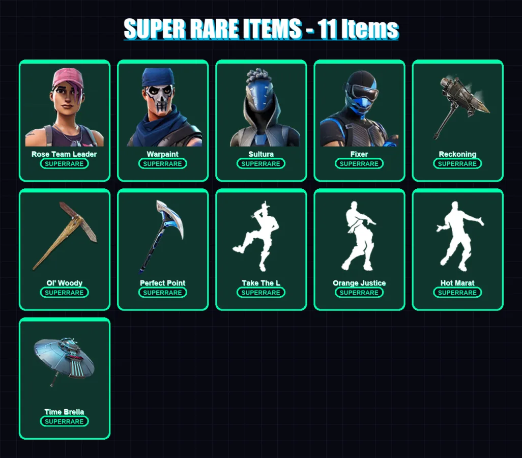 [PC] | Rose Team Leader | Warpaint | Sultura | Fixer | Torin | 184 skin | 177 pickaxe | 184 emote | 154 glider | Lv2641