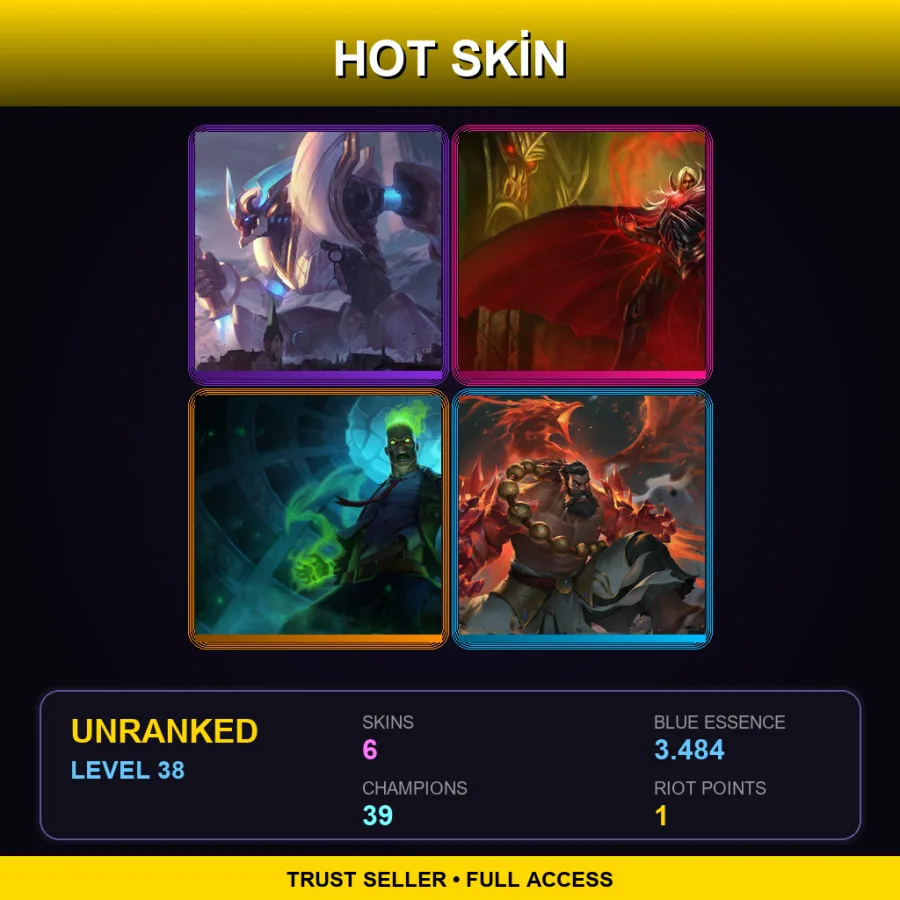 EUW | Lancer Stratus Wukong | Blood Lord Vladimir | Zombie Brand | Spirit Guard Udyr | 6 Skin | 39 Champ | Lv38 — LoL account