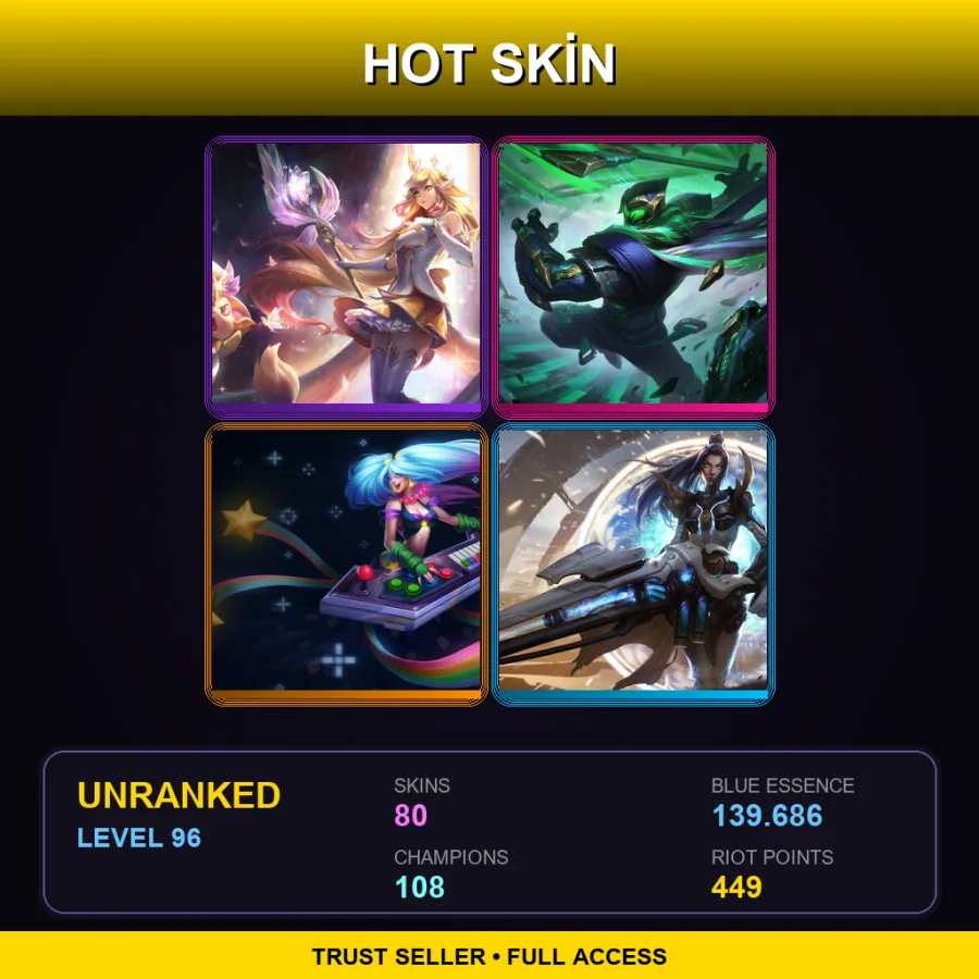 NA | Lv96 | Unranked | 80 Skin | 108 Champ