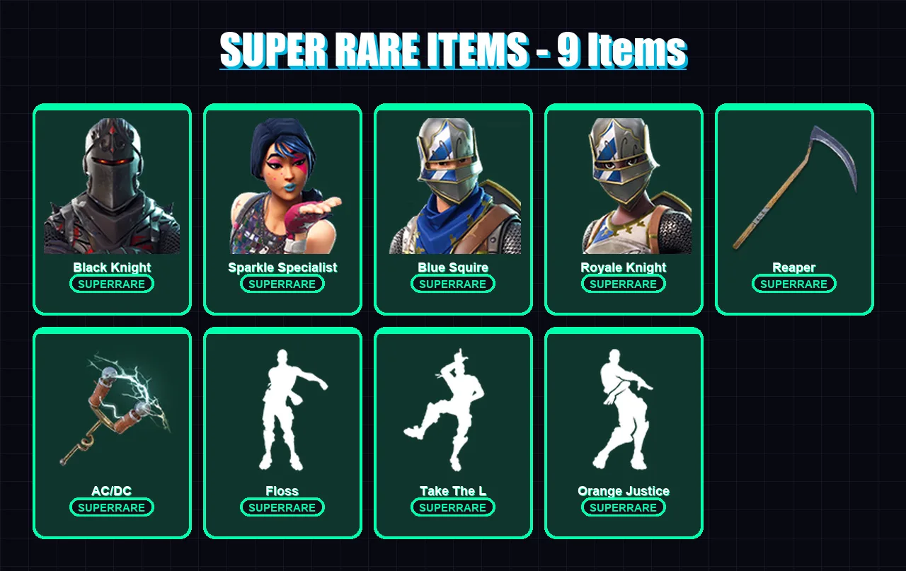 [PC/XBOX] | Black Knight | Sparkle Specialist | Blue Squire | Royale Knight | Drift | 129 skin | 159 pickaxe | 123 emote | 84 glider | Lv1965