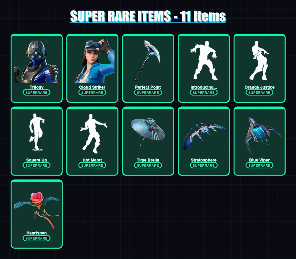 [PS4/PS5/XBOX/PC] | Trilogy | Cloud Striker | Hybrid | Drift | The Prisoner | 50 skin | 94 pickaxe | 95 emote | 96 glider | Lv1391