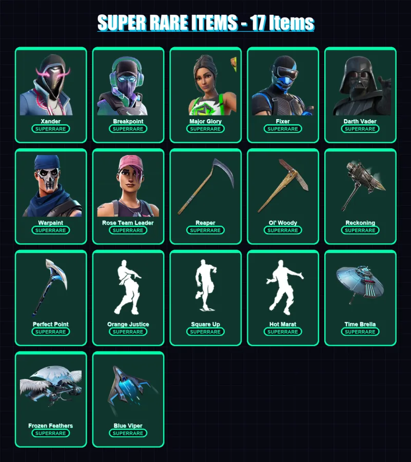 [PC] | Xander | Breakpoint | Major Glory | Fixer | Darth Vader | 435 skin | 375 pickaxe | 313 emote | 257 glider | Lv3557 — Fortnite account