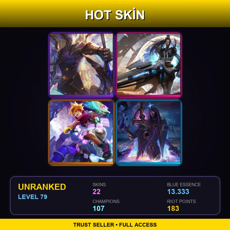 SG | Lv79 | Unranked | 22 Skin | 107 Champ