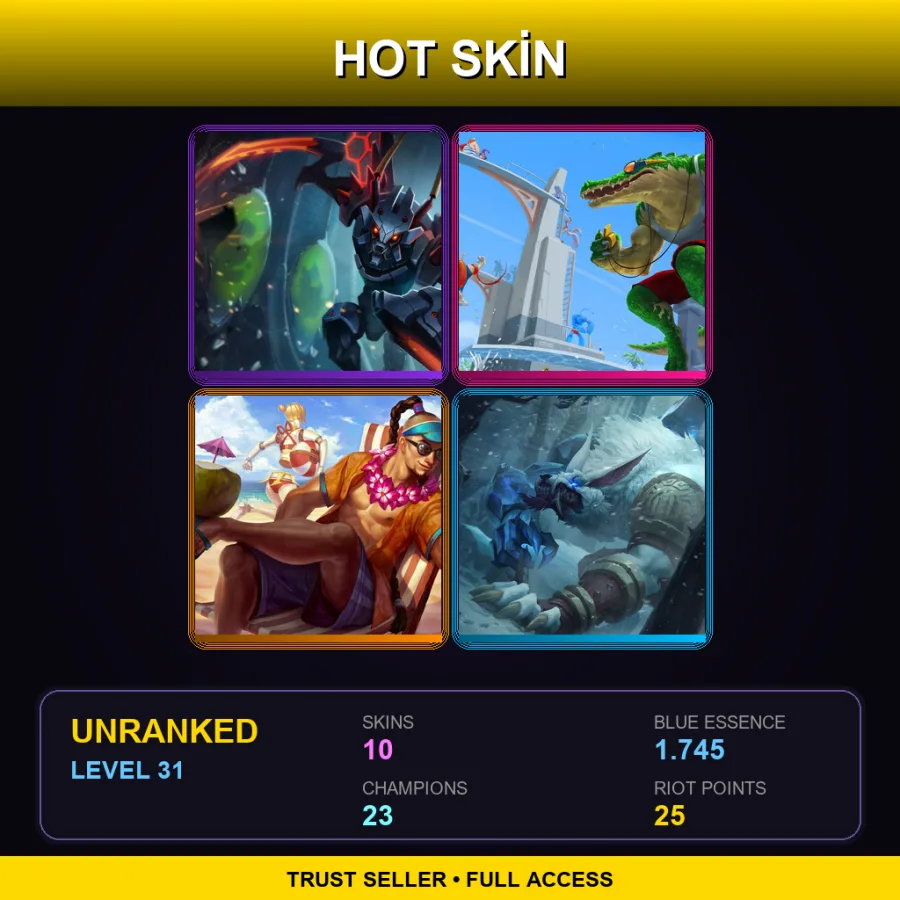 NA | Lv31 | Unranked | 10 Skin | 23 Champ