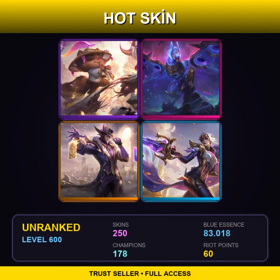 BR | Lv600 | Unranked | 250 Skin | 178 Champ