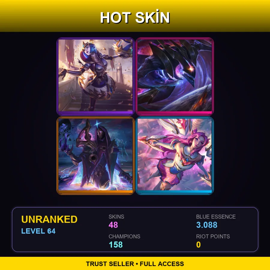 SG | Lv64 | Unranked | 48 Skin | 158 Champ — LoL account