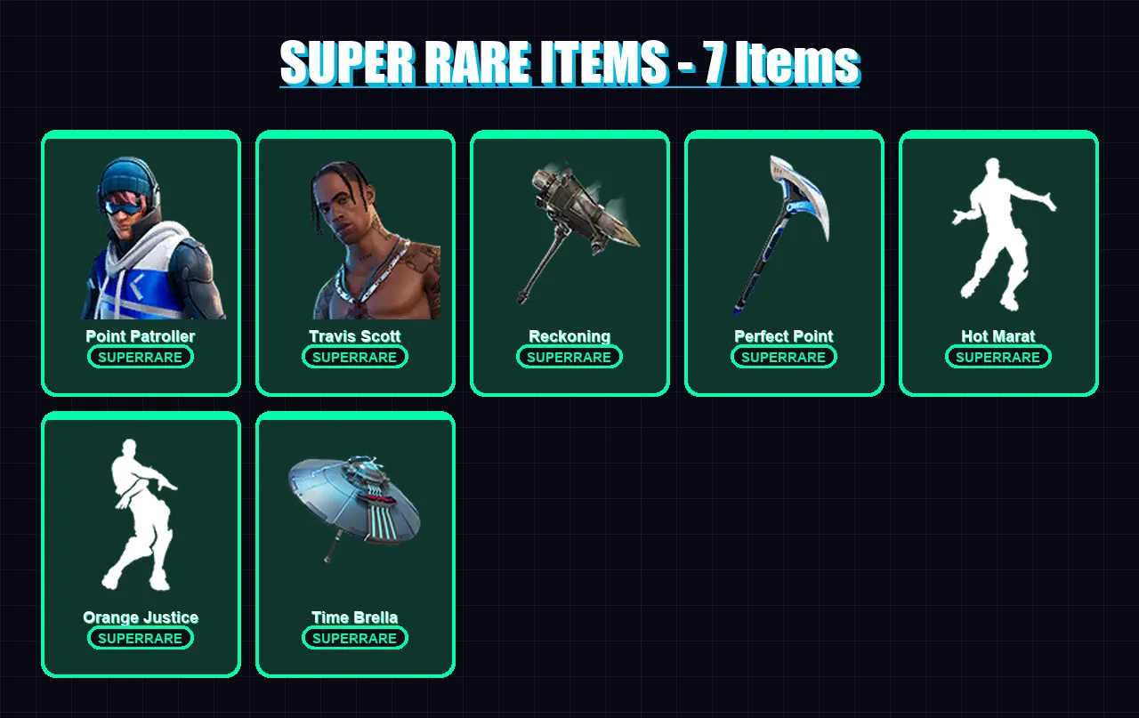 [PS4/PS5/XBOX/PC] | Point Patroller | Travis Scott | Sentinel | Hades | Hybrid | 118 skin | 172 pickaxe | 133 emote | 152 glider | Lv2140