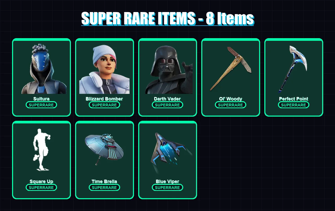 [PS4/PS5/PC] | Sultura | Blizzard Bomber | Darth Vader | Mizuki | Valeria | 247 skin | 273 pickaxe | 220 emote | 180 glider | Lv2401