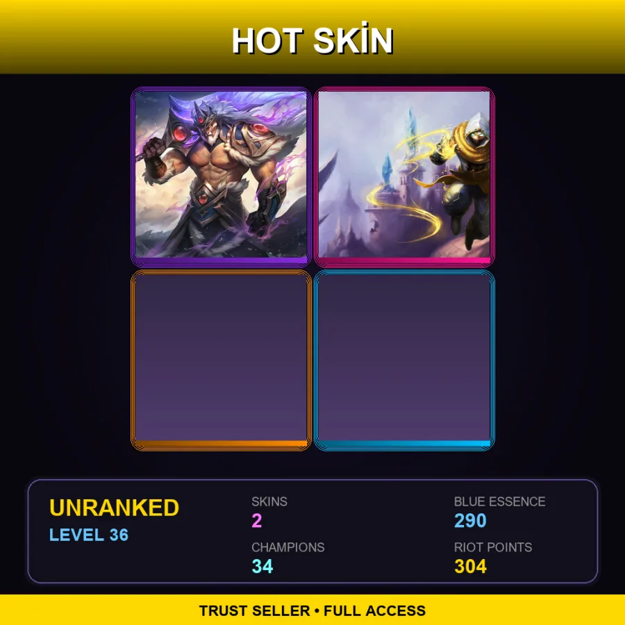 TW | Lv36 | Unranked | 2 Skin | 34 Champ