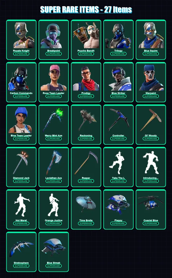 [PC/XBOX] | Royale Knight | Breakpoint | Psycho Bandit | Trilogy | Blue Squire | 191 skin | 174 pickaxe | 161 emote | 155 glider | Lv2360