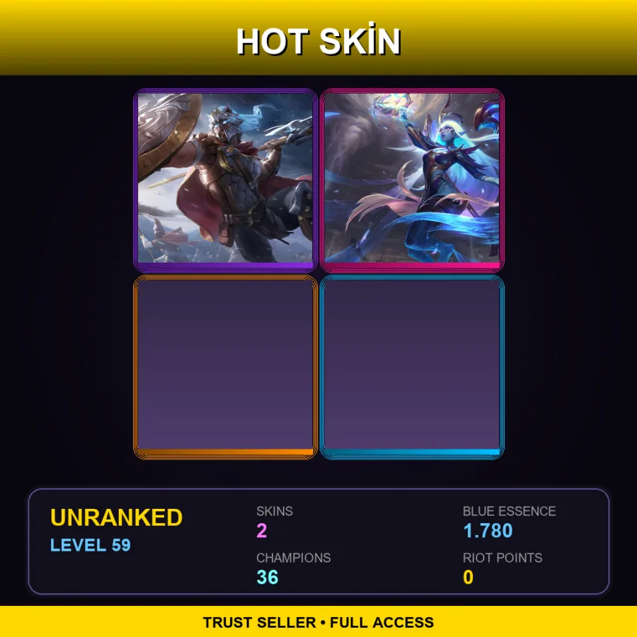 EUNE | Lv59 | Unranked | 2 Skin | 36 Champ — LoL account