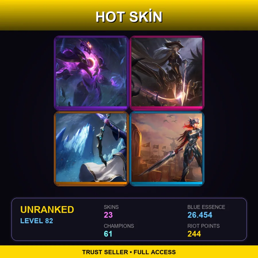 TR | Dark Star Xerath | High Noon Ashe | Queen Ashe | Iron Solari Leona | 23 Skin | 61 Champ | Lv82