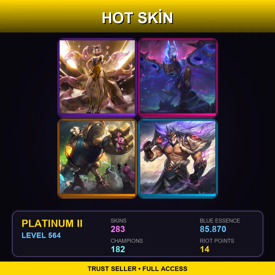 BR | Lv564 | Platinum II | 283 Skin | 182 Champ — God King Garen