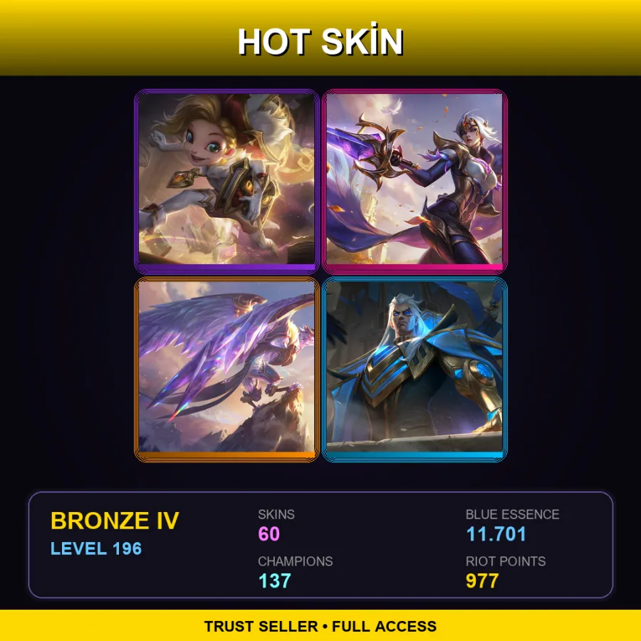 EUW | Lv196 | Bronze IV | 60 Skin | 137 Champ